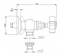 Nicolazzi Dames Anglaises Запорный вентиль для стиральной машины 3/4 вкл. внутр часть, цвет: хром