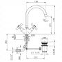 Nicolazzi Nuova Brenta Смеситель для раковины с 2мя ручками, поворотный излив: 190мм, с донным клапаном, цвет: хром