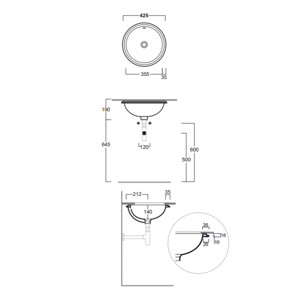 SIMAS Lavabi d'arredo Раковина 42.5 см, без отв., цвет: белый