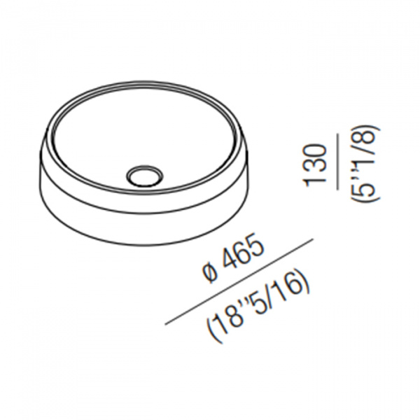 Agape Lariana Раковина 46.5x13 см, без отв., круглая, мрамор Carrara, цвет: белый