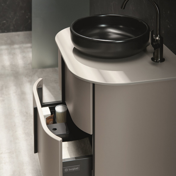 Burgbad Lavo 2.0 Тумба с раковиной 71х49х49см, 2 ящика, в комплекте с сифоном, ручки черные, цвет: Basaltgrau Matt