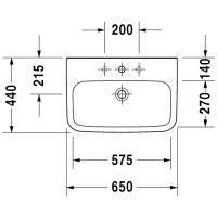 Duravit DuraStyle Раковина 65х44 см, без отв., медицинская, без перелива, цвет: белый