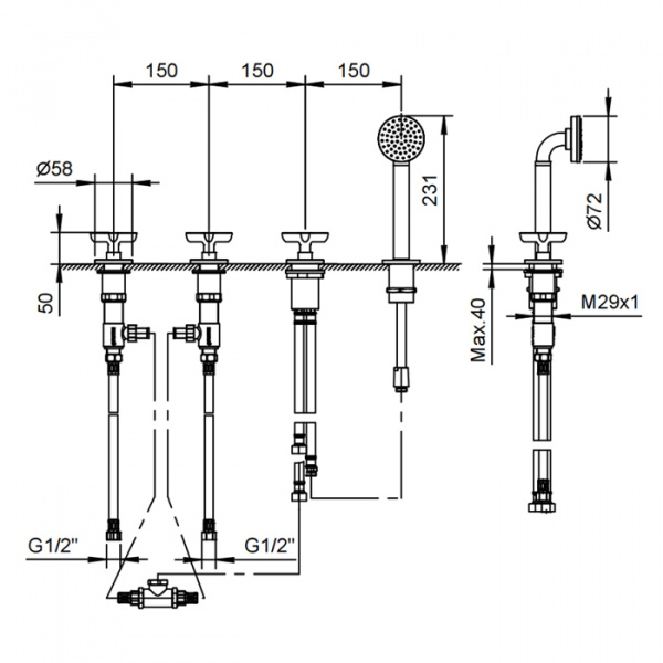 Fantini Icona Classic Смеситель на борт ванны, цвет: хром