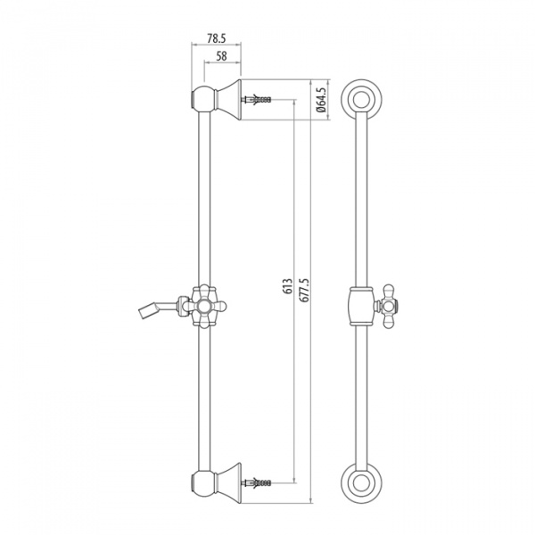 Gattoni PD Душевая штанга 60см, цвет: хром
