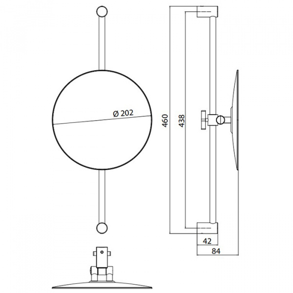 EMCO Pure Зеркало косметическое, Ø202мм, настенное, регулир., 3x кратное увеличение, подвесной, цвет: хром
