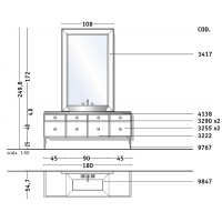 VITAGE milldue edition MAJESTIC Комплект мебели с базой 180см, раковиной NIZZA, зеркалом GINEVRA и светильниками,  ручки золото Цвет: mandorla-13/золото