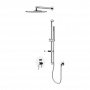 Gattoni Circle One Комплект для душа со встроенным смесителем, перекл. на 2 вых, с ручной лейкой на планке и верхним душем 250мм, цвет: хром