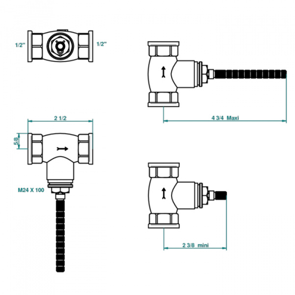 THG Корпус вентиля 1/2" встраиваемый в стену для холодной воды, правый