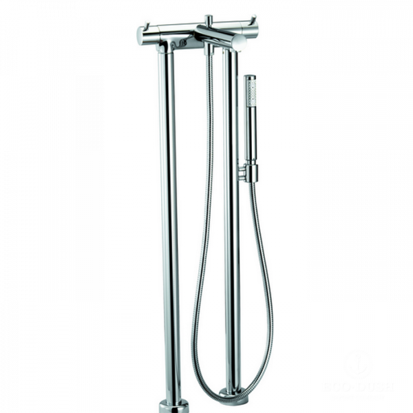 HUBER Kiruna Смеситель термостатический напольный для ванны с ручной лейкой на держателе и шлангом 150 см, цвет: хромKiruna