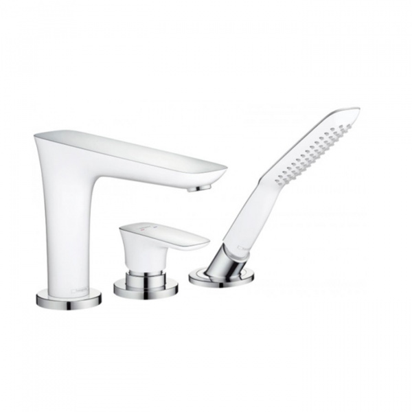 Hansgrohe Pura Vida Смеситель на край ванны, на 3 отверстия, цвет: хром/белый