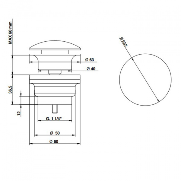 Bongio Time 2020 Донный клапан 1 1/4, матовая сталь