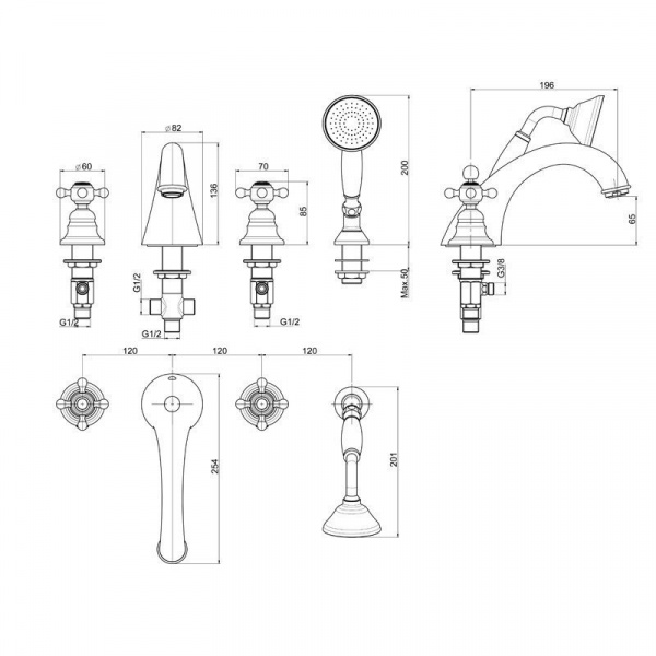Carlo Frattini Elizabeth, Смеситель на борт ванны, цвет: Хром