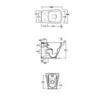 Simas Baden Baden Унитаз приставной безободковый 56х36 см, слив универсальный,  цвет: белый (без креплений F 91), сиденье на выбор