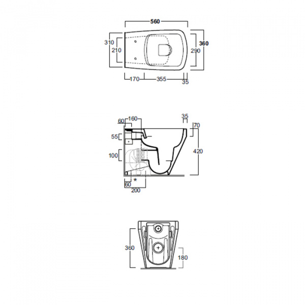 Simas Baden Baden Унитаз приставной безободковый 56х36 см, слив универсальный,  цвет: белый (без креплений F 91), сиденье на выбор