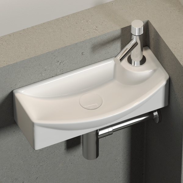 Умывальник подвесной прямоугольный  с крепежом (чаша слева, отверстие под смеситель справа) Element 455*220*130мм Ceramica Nova белый 