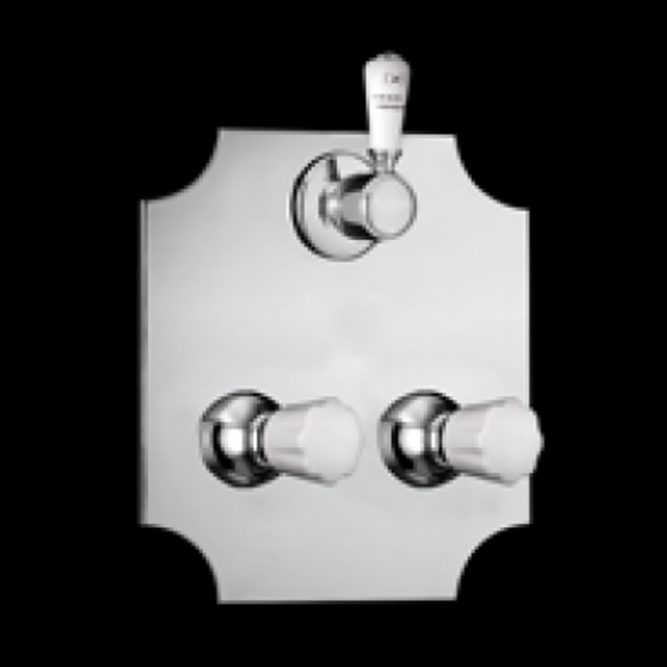 Devon&Devon Morris Смеситель для душа настенный на пластине с распределителем, цвет: хром/белые