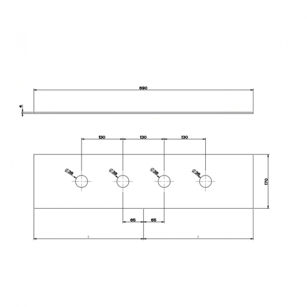 Gessi Bath316 Пластина на 4 отверстия для монтажного бокса, цвет: шлифованная сталь