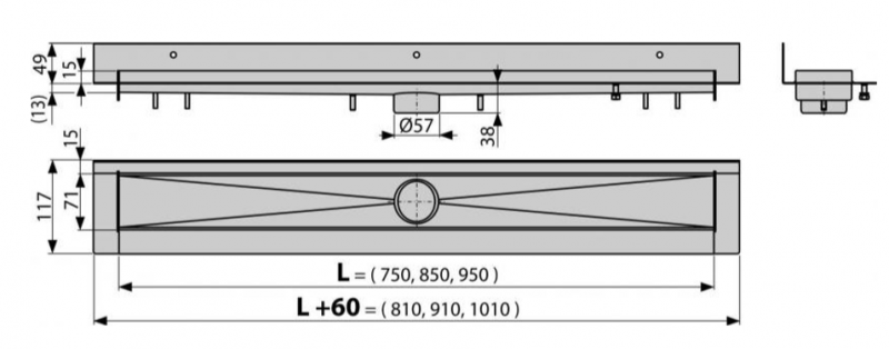 Водоотводящий желоб,  арт.APZ23-850