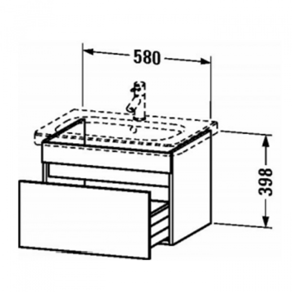 Duravit DuraStyle Комплект мебели: 650х455 умывальник 232065+подвесная тумбочка DS6380, 1 выдв ящик, вкл сифон. цвет: белый глянец