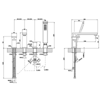 Gessi Eleganza Смеситель для ванны на 4 отверстия, с переключателем, изливом и ручным душем, цвет: хром