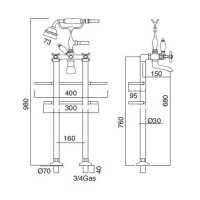 Sbordoni Margherita Смеситель для ванны на 2 отверстия, цвет: хром