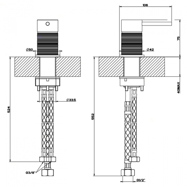 Gessi Trame Рычаг удаленного управления. цвет: шлифованная сталь