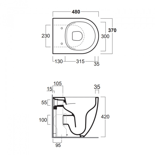 SIMAS Vignoni Унитаз напольный XS 37х48 см, цвет: белый