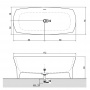 Antonio Lupi Edonia Ванна отдельностоящая 172х76х60см, в комплекте с нажимным донным клапаном, сифоном и гибким шлангом