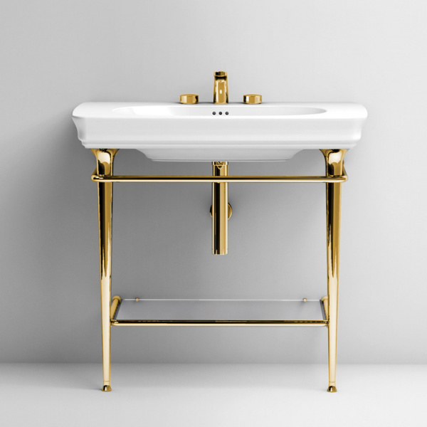 Artceram Civitas Структура металлическая Tonda 90х50см , полка стекло, цвет: золото