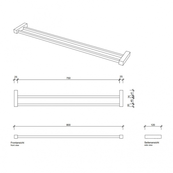 Decor Walther Corner HTD80 Полотенцедержатель 80см, двойной, подвесной, цвет: золото