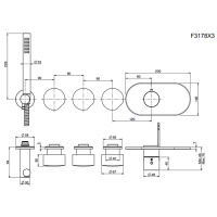 Carlo Frattini So Смеситель для душа встроенный, термостатический, 3 запорных вентиля, с душевым комплектом, цвет: хром