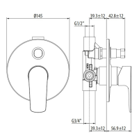 Gattoni H2omix3000 Встраиваемый смеситель для ванны/душа с автомат перекл, укомплектован внутренней частью, цвет: хром