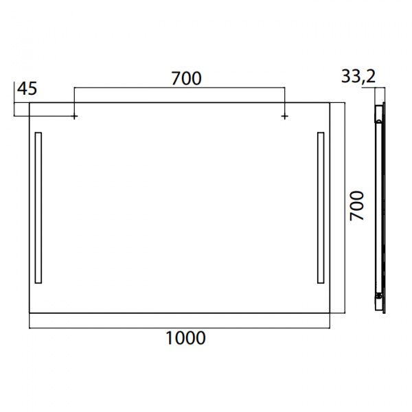 EMCO Зеркало премиум со LED подсветкой, B100xH70см