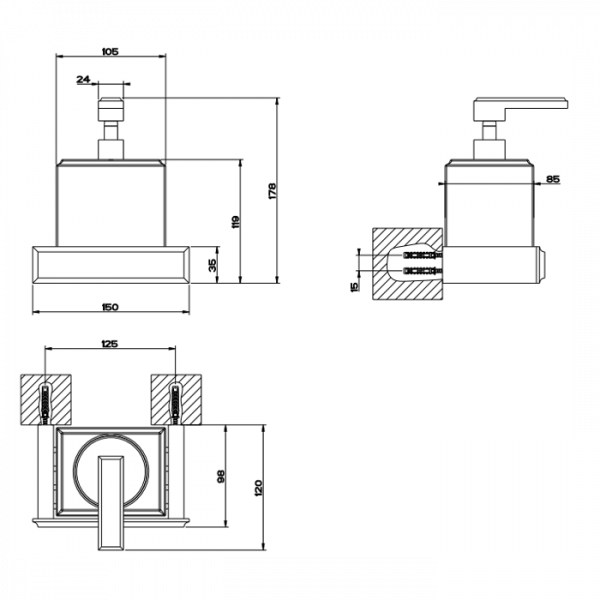 Gessi Eleganza Дозатор для жидкого мыла подвесной, цвет: золото/белый