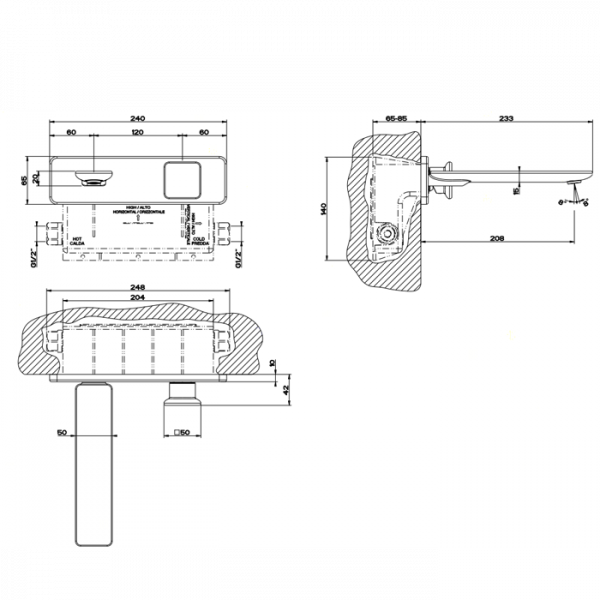 Gessi iSpa Встраиваемый однорычажный смеситель с изливом, внешняя часть, цвет: хром