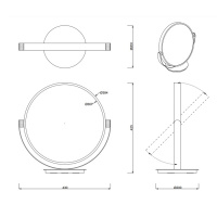 Decor Walther Club Vanity Косметическое зеркало 43см, настольное, увел. 5x, цвет: темная бронза / золото матовое