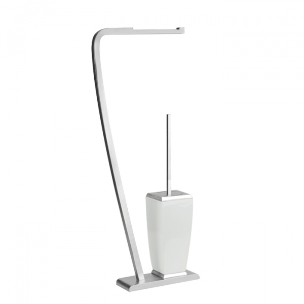Gessi Mimi Напольная стойка 59см., с держателем для туалетной бумаги и керамическим ершиком, подвесной, цвет: хром