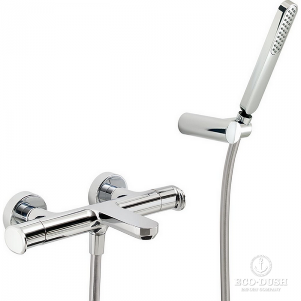 CISAL LineaViva Смеситель термостатический настенный для ванны/душа с ручной лейкой,держателем и шлангом, цвет: хром