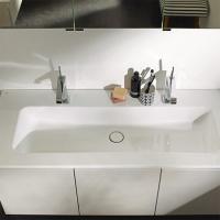 BurgBad Bel База с керамическим умывальником 123х49.5х50.2см с 2 отв под смеситель, 3 дверки, ручки выемки, цвет: белый глянцевый F0590  с зеркальным шкафом с подсветкой