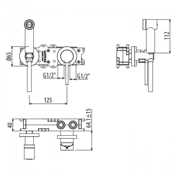 Gattoni Circle Two Гигиенический душ, с внутренней частью, цвет: Nero Opaco
