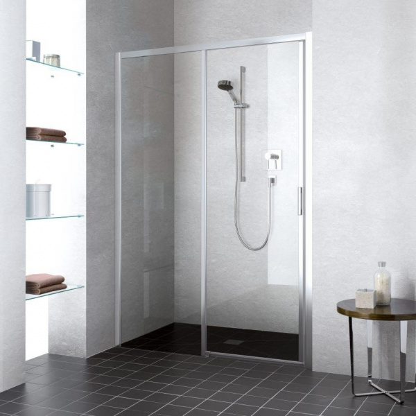 Kermi LIGA Дверь в нишу LI D2L 140х200см., н.ч. слева, глянцевое серебро+klar