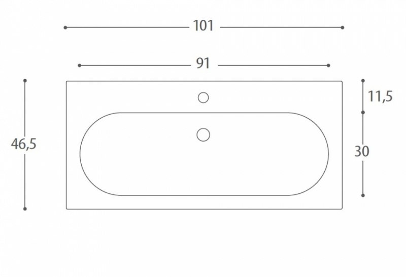 Eban Clever 101 Раковина 101х46.5 см, 1 отв., цвет: белый