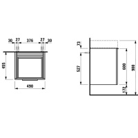 Laufen Kartell Тумба с раковиной, 49х45.5х61.5см, с 1 выдвиж. ящиком с полкой, с сифоном, цвет: серый матовый