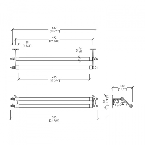 Devon&Devon Mayfair Полотенцедержатель двойной 53см., подвесной, цвет: хром