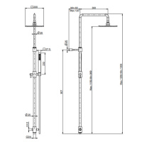 Carlo Frattini Wellness Душевая стойка с переключателем, верхним душем 250х250 мм. из латуни, ручным душем и шлангом 1500 мм., цвет: хром
