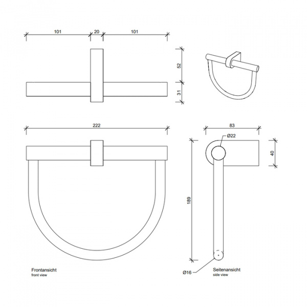 Decor Walther Century HTR Полотенцедержатель кольцо 22см., подвесной, цвет: золото матовое
