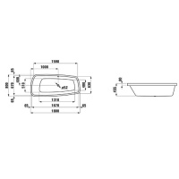 Laufen Palomba Ванна 180x80x45.5см, встраиваемая, ассиметричная, без слив-перелива, борт 8см, материал: акрил