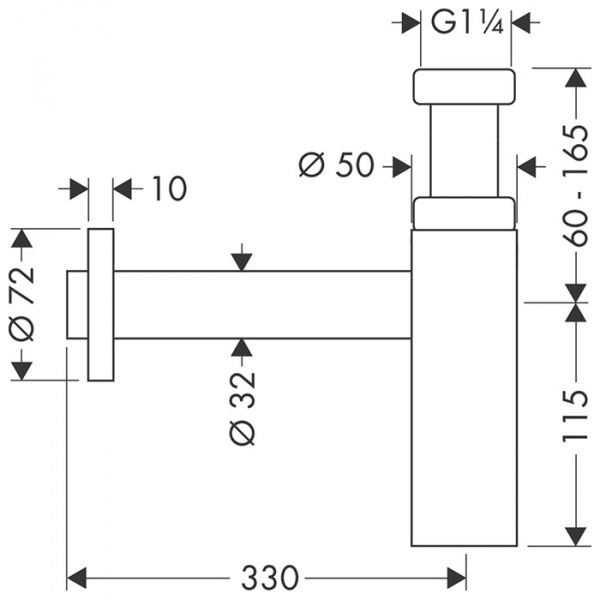 Axor Flowstar S Дизайнерский сифон, цвет: черный матовый