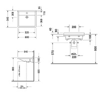 Duravit  Starck III Раковина 60x54.5 см, без отв., цвет: белый