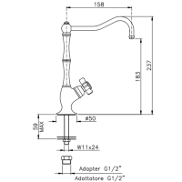 Nicolazzi Cucina Смеситель для фильтра, поворотный излив 158мм, цвет: хром, ручка Mini El Capitan